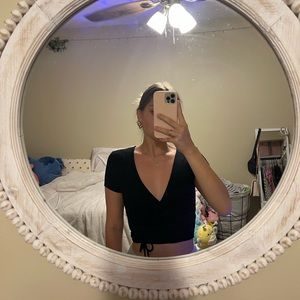 Love Tree Black Wrap Top